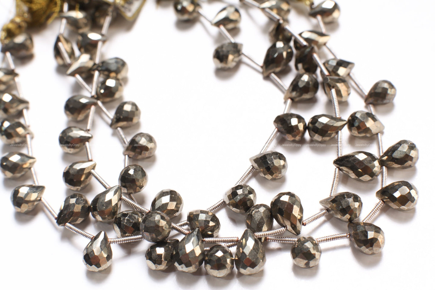 Pyrite Faceted Briolette 6x9mm Teardrop, Jewelry Making Beads 1 strand 20 Pcs, super sparkly, heavy weight.