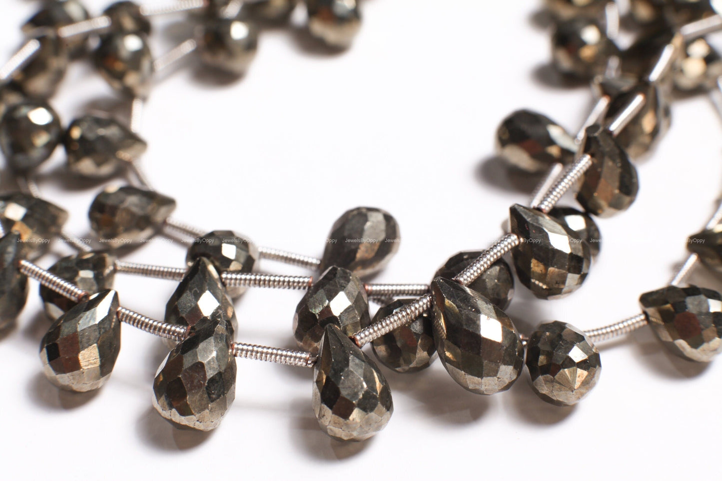 Pyrite Faceted Briolette 6x9mm Teardrop, Jewelry Making Beads 1 strand 20 Pcs, super sparkly, heavy weight.