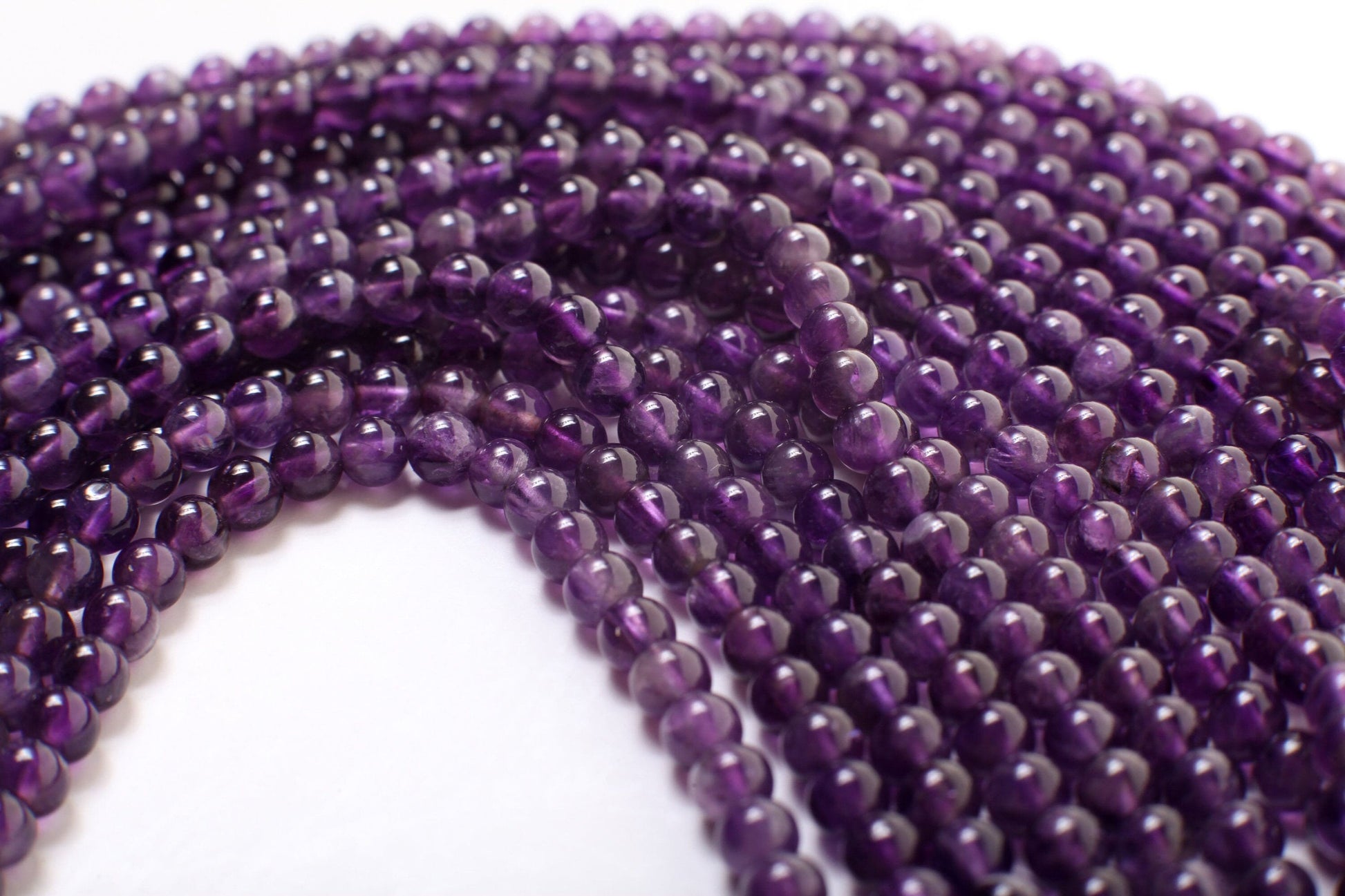 Amethyst Round 4mm, Jewelry Making Necklace, Bracelet, DIY Gemstone Purple Smooth Round Beads 15.5&quot; Strand