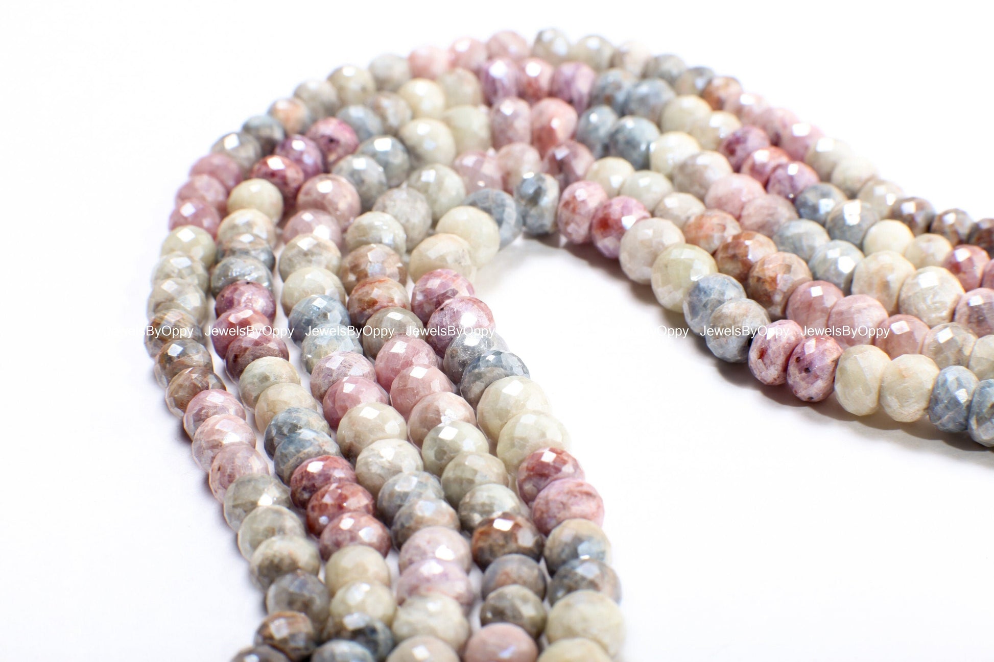 Natural Multi Pink Silverite Sapphire Faceted Rondelle 6.5-8mm, Rare , heavy weight , Jewelry Making Gemstone Beads 3&quot;,6&quot;,13&quot; Strand