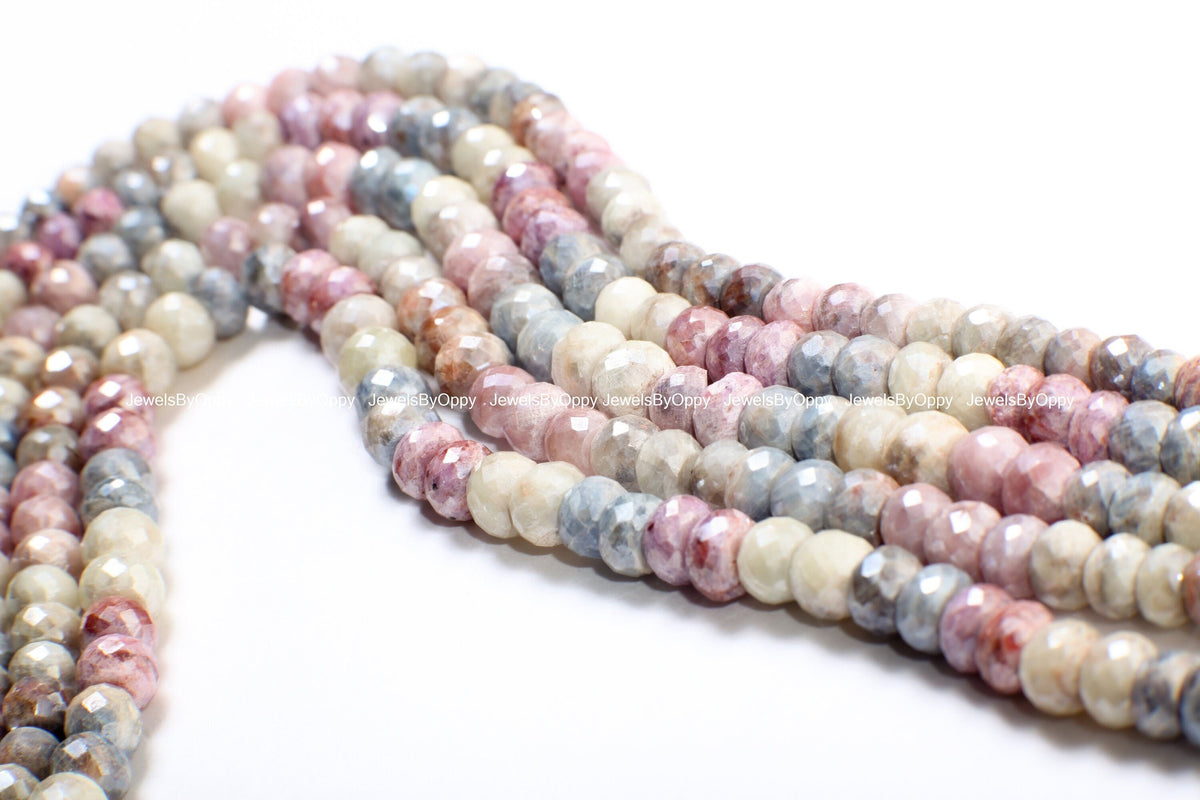 Natural Multi Pink Silverite Sapphire Faceted Rondelle 6.5-8mm, Rare , heavy weight , Jewelry Making Gemstone Beads 3",6",13" Strand