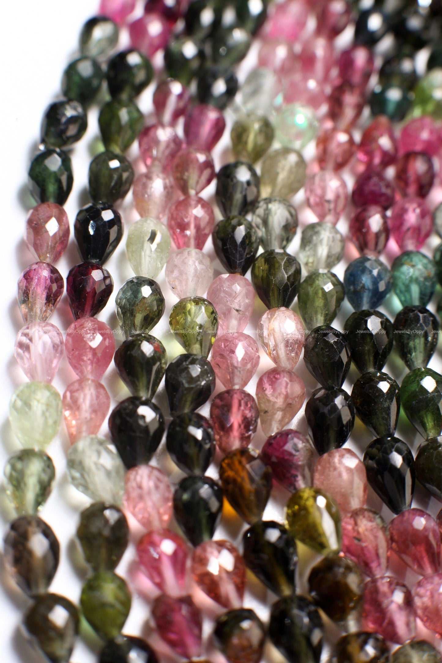 Natural Multi Watermelon Tourmaline Faceted Briolette 4-4.5x6-6.5mm Drop Shape Teardrop DIY Jewelry Making Gemstone Teardrop Beads