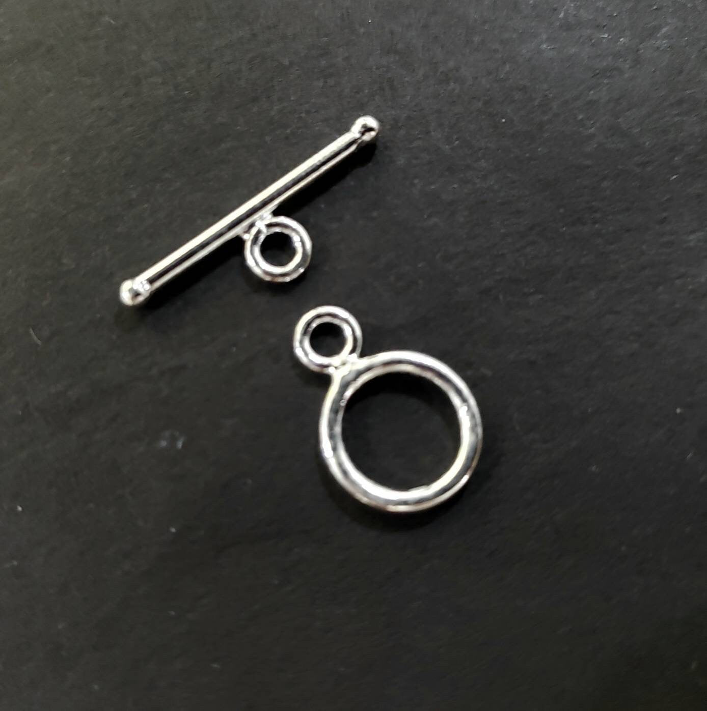 925 sterling silver 10mm, 12mm,15mm round toggle clasp, smooth finish jewelry making toggle clasp.