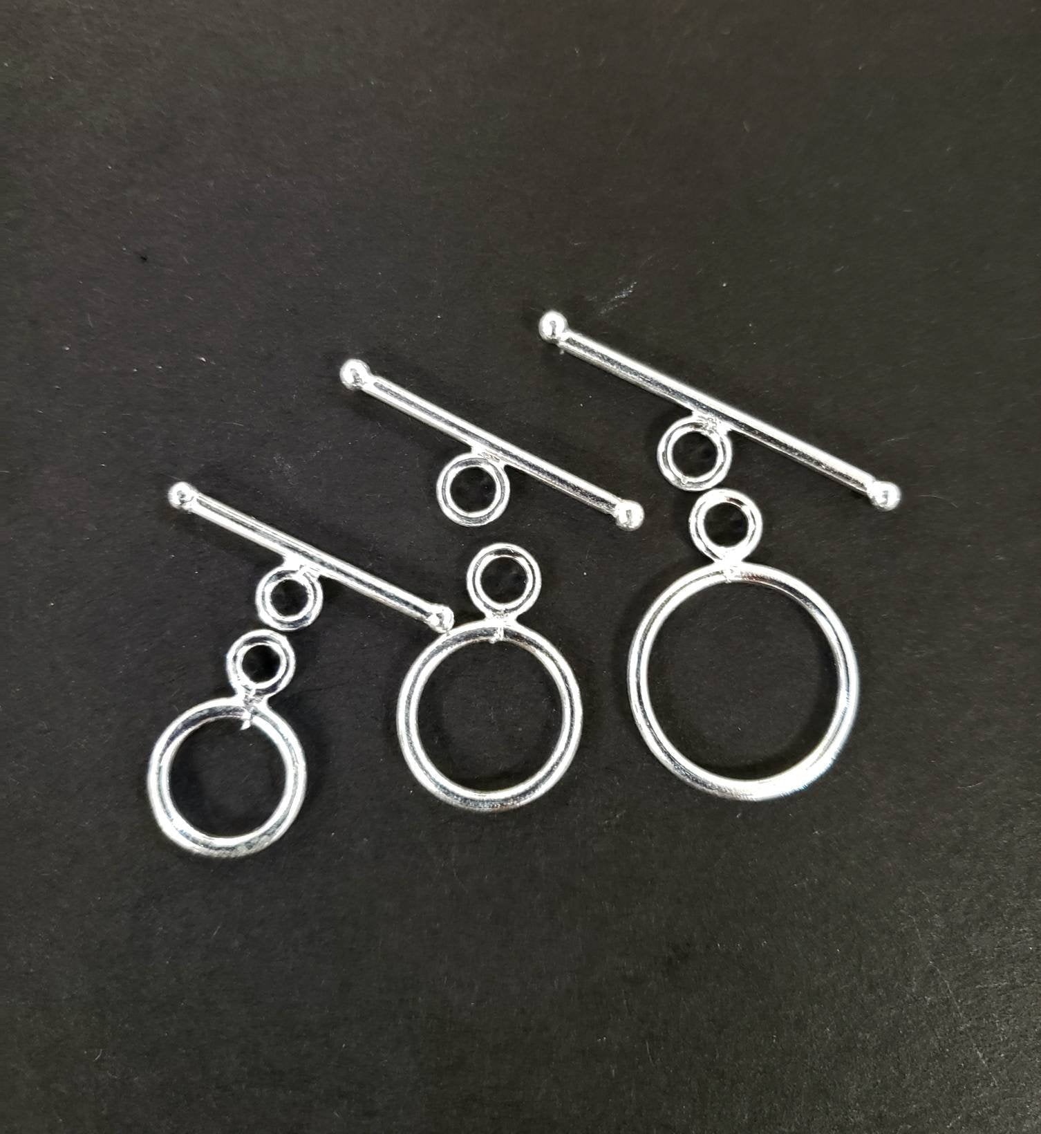 925 sterling silver 10mm, 12mm,15mm round toggle clasp, smooth finish jewelry making toggle clasp.