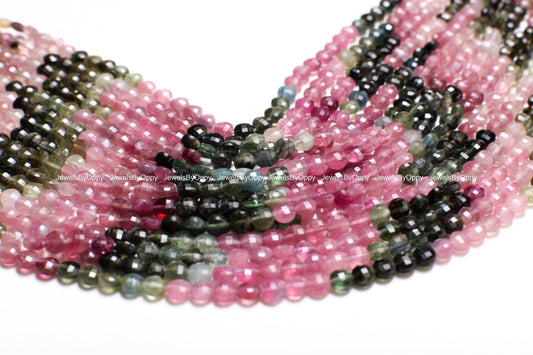 Multi Watermelon Tourmaline Faceted Coin 4mm Jewelry Making for Necklace, Bracelet Earrings.AAA Jewelry Making NaturalGemstone 12.25&quot;