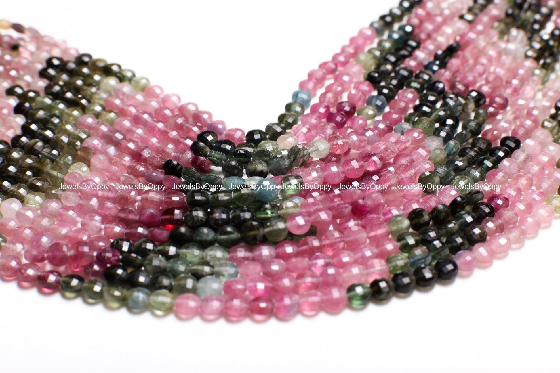 Multi Watermelon Tourmaline Faceted Coin 4mm Jewelry Making for Necklace, Bracelet Earrings.AAA Jewelry Making NaturalGemstone 12.25"