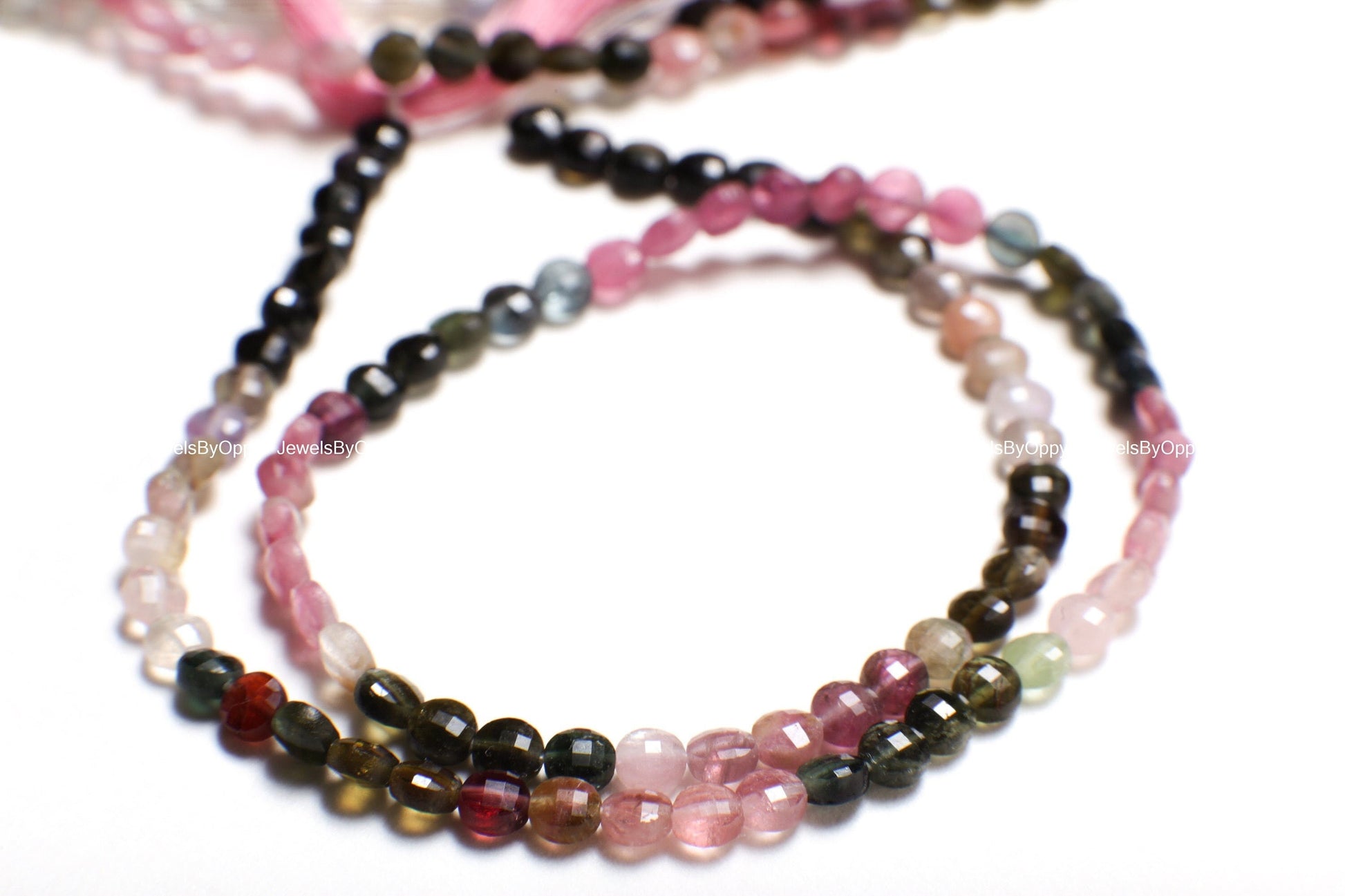 Multi Watermelon Tourmaline Faceted Coin 4mm Jewelry Making for Necklace, Bracelet Earrings.AAA Jewelry Making NaturalGemstone 12.25"