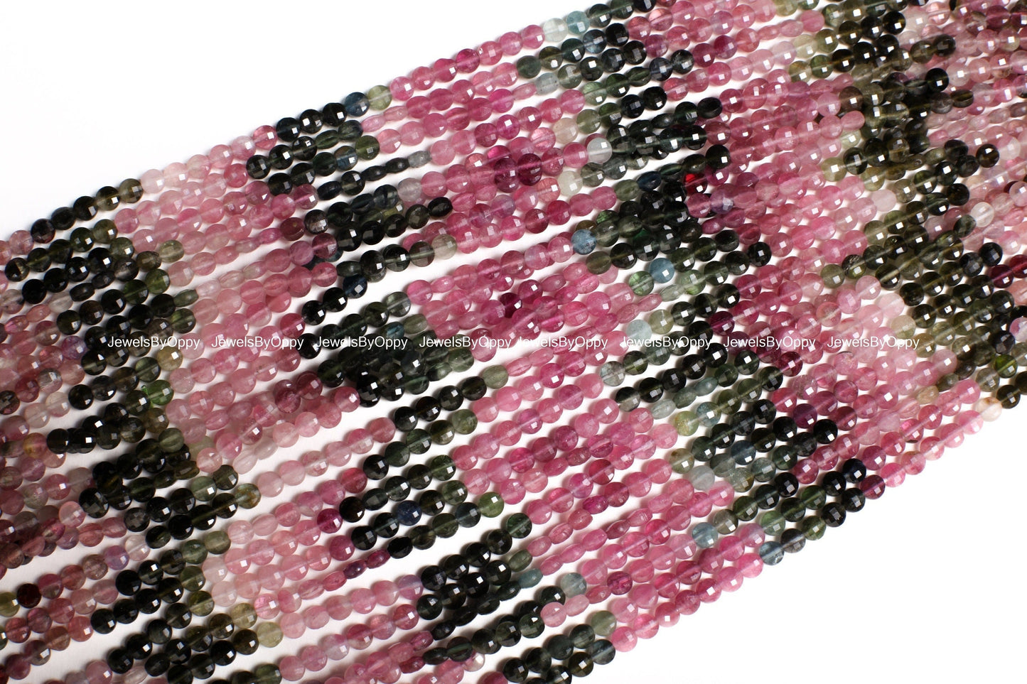 Multi Watermelon Tourmaline Faceted Coin 4mm Jewelry Making for Necklace, Bracelet Earrings.AAA Jewelry Making NaturalGemstone 12.25"
