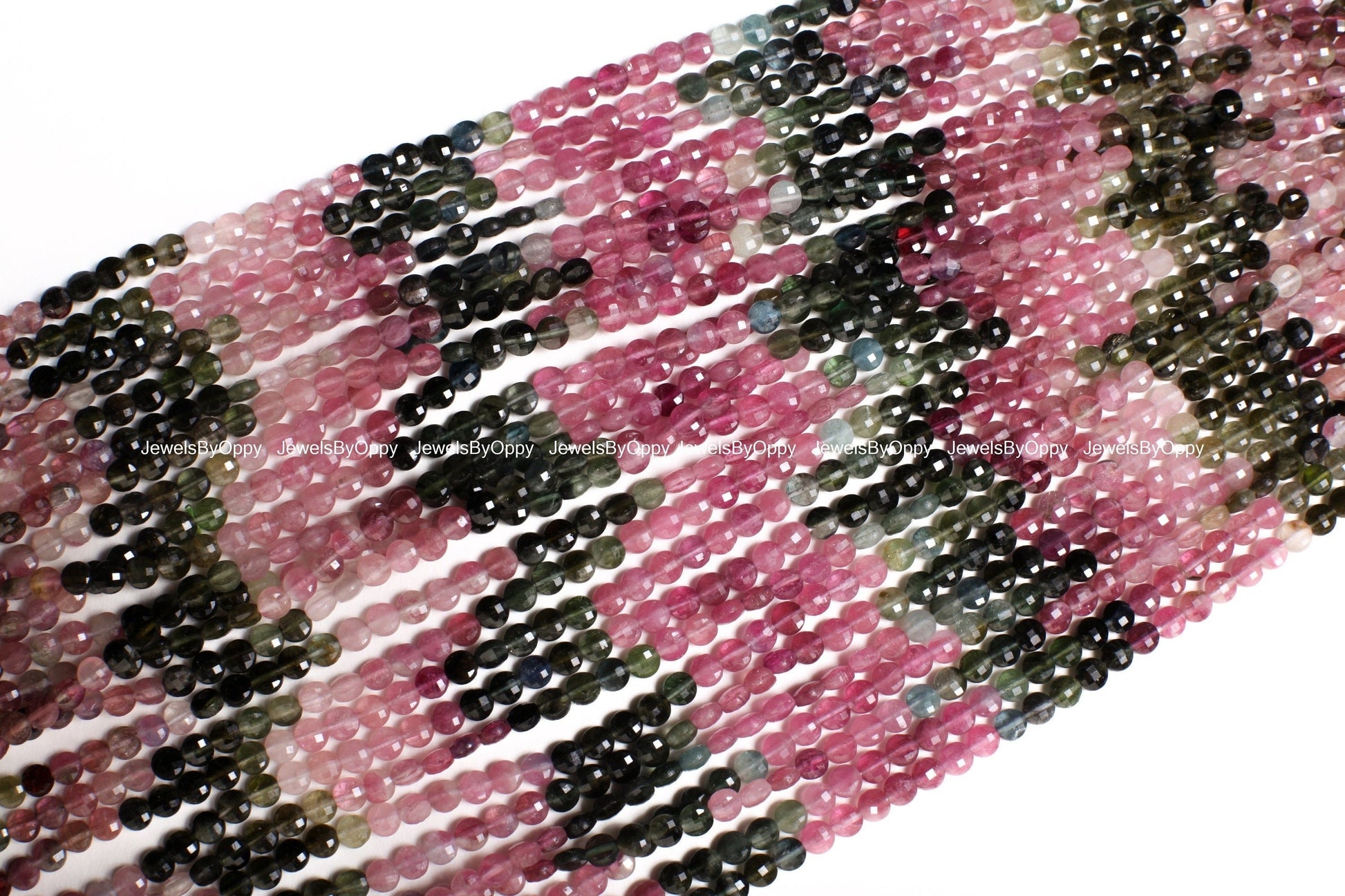 Multi Watermelon Tourmaline Faceted Coin 4mm Jewelry Making for Necklace, Bracelet Earrings.AAA Jewelry Making NaturalGemstone 12.25"