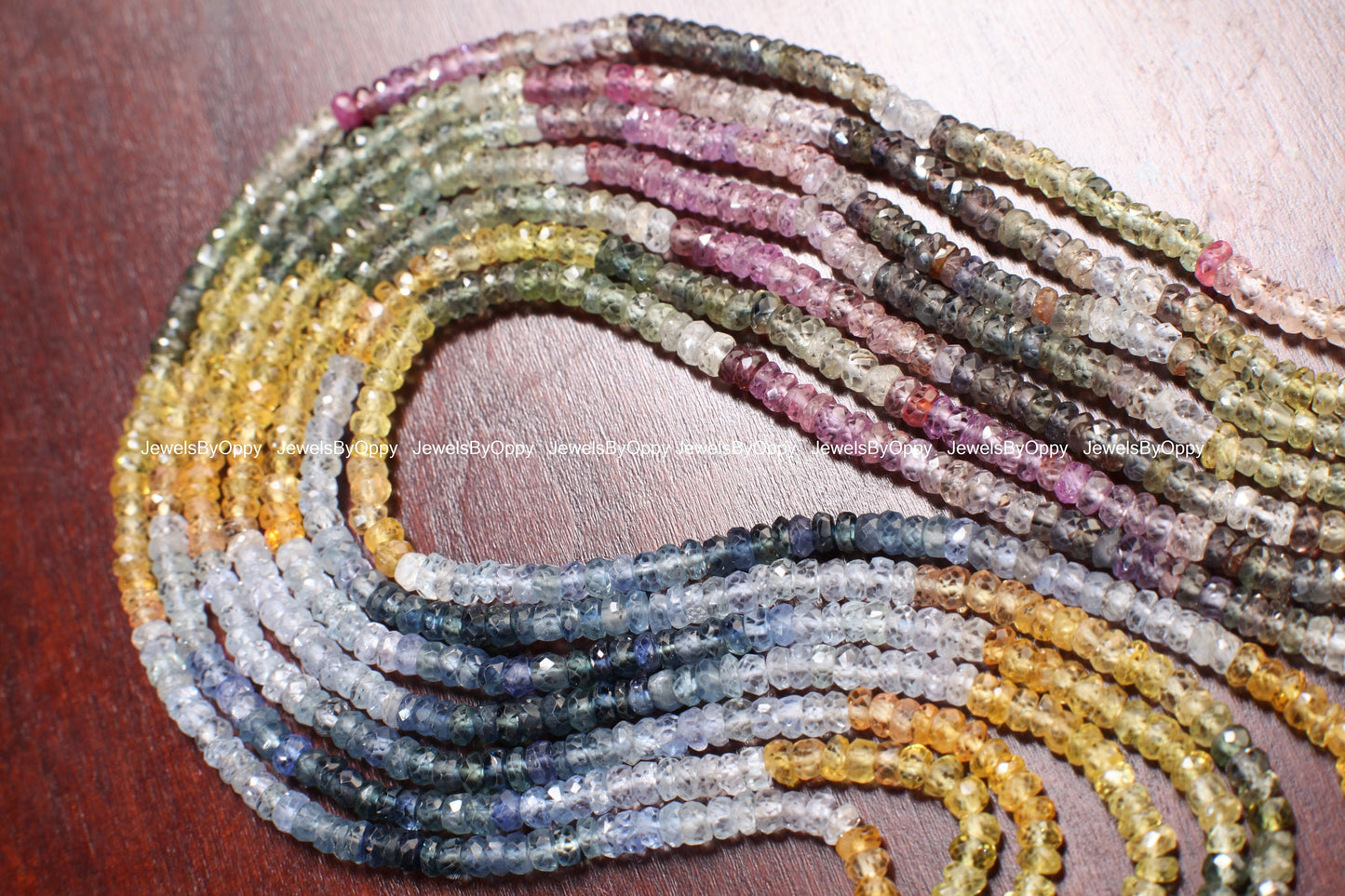 Natural Multi Sapphire Shaded Faceted 3.5mm Rondelle, sunset sapphire precious Gemstone Beads 15.5&quot; Strand
