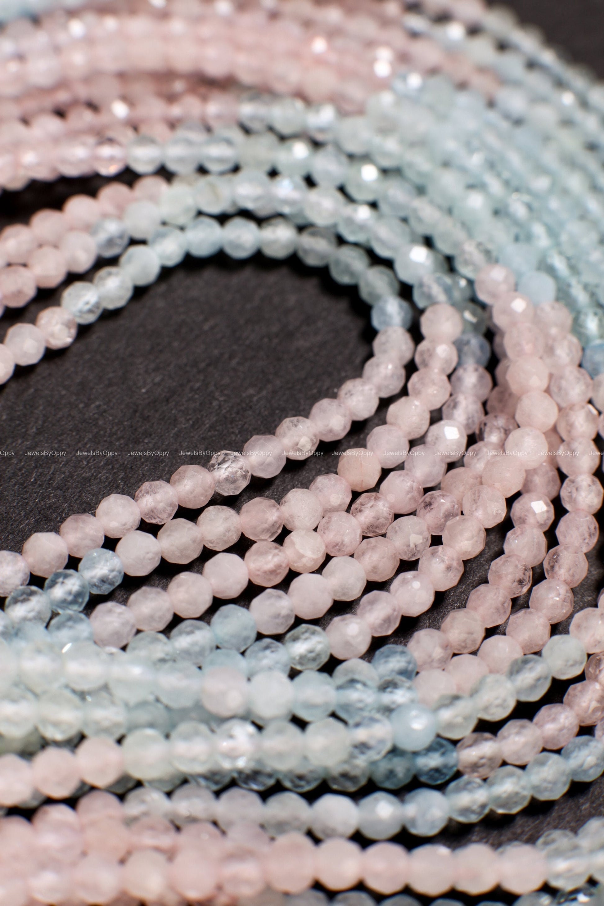 Multi Aquamarine, morganite Micro Faceted AAA Round 3mm, Jewelry Making Necklace, Bracelet, DIY Gemstone Beads 12.5&quot; Strand