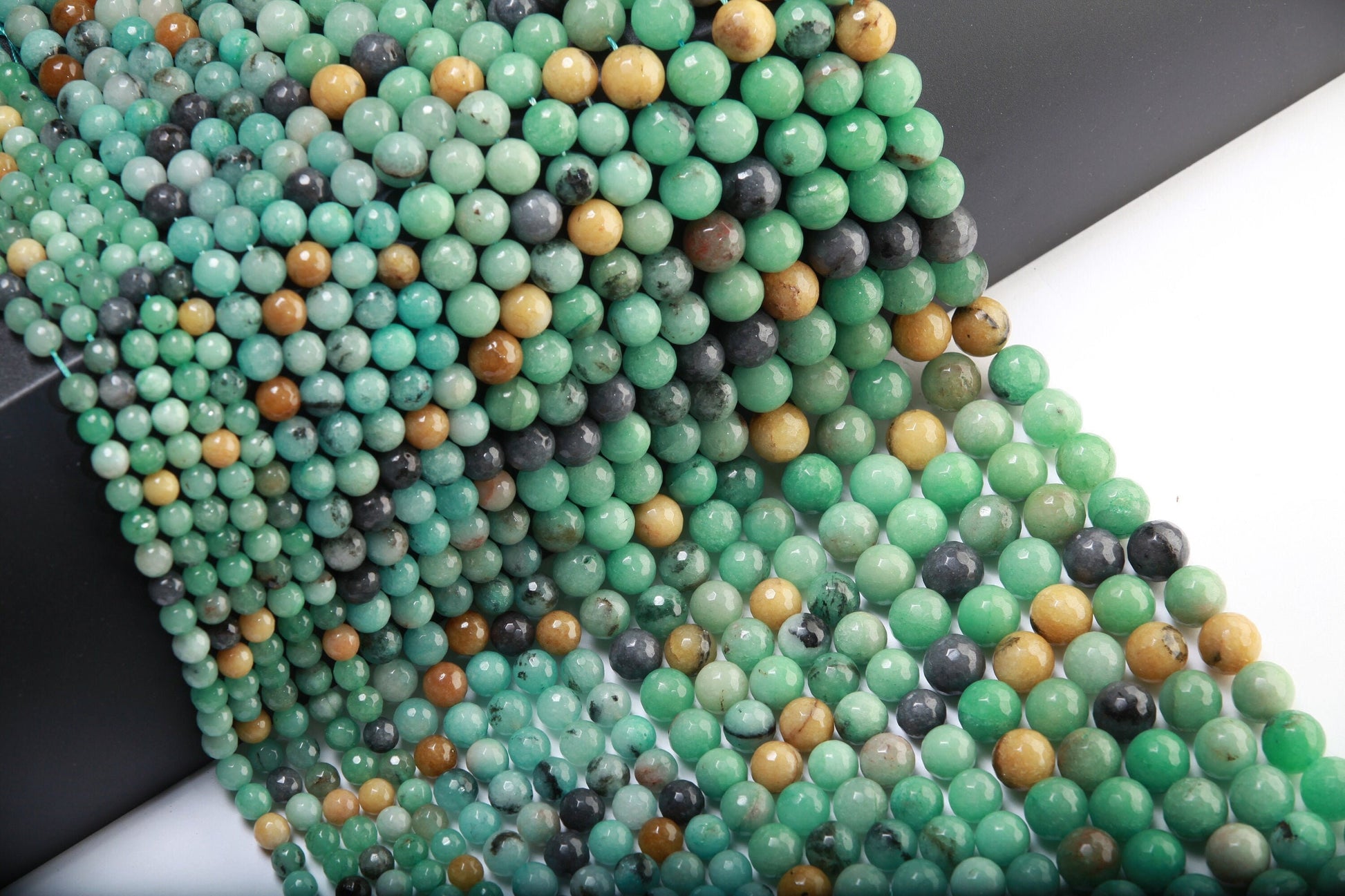Multi-Color Amazonite Faceted Round Beads 8mm 10mm 12mm 14mm-Single/Bulk 15.5" Strand