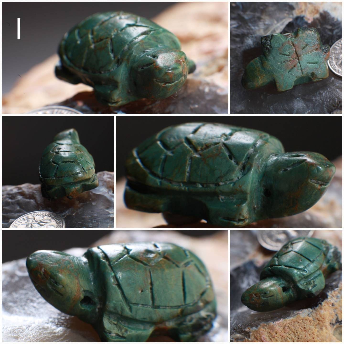 Hand Carved Natural Turquoise Sea Turtle Totem, Miniature Animals Collectible Figurines Vintage Sculpture, Old Stock