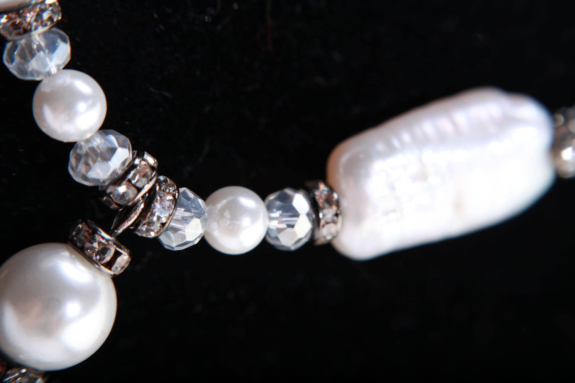 Natural Freshwater Biwa Pearl 10x20mm with Oyster Shell Pearl and Crystal Accent Adjustable Chains 16.5" to 18" Y Necklace