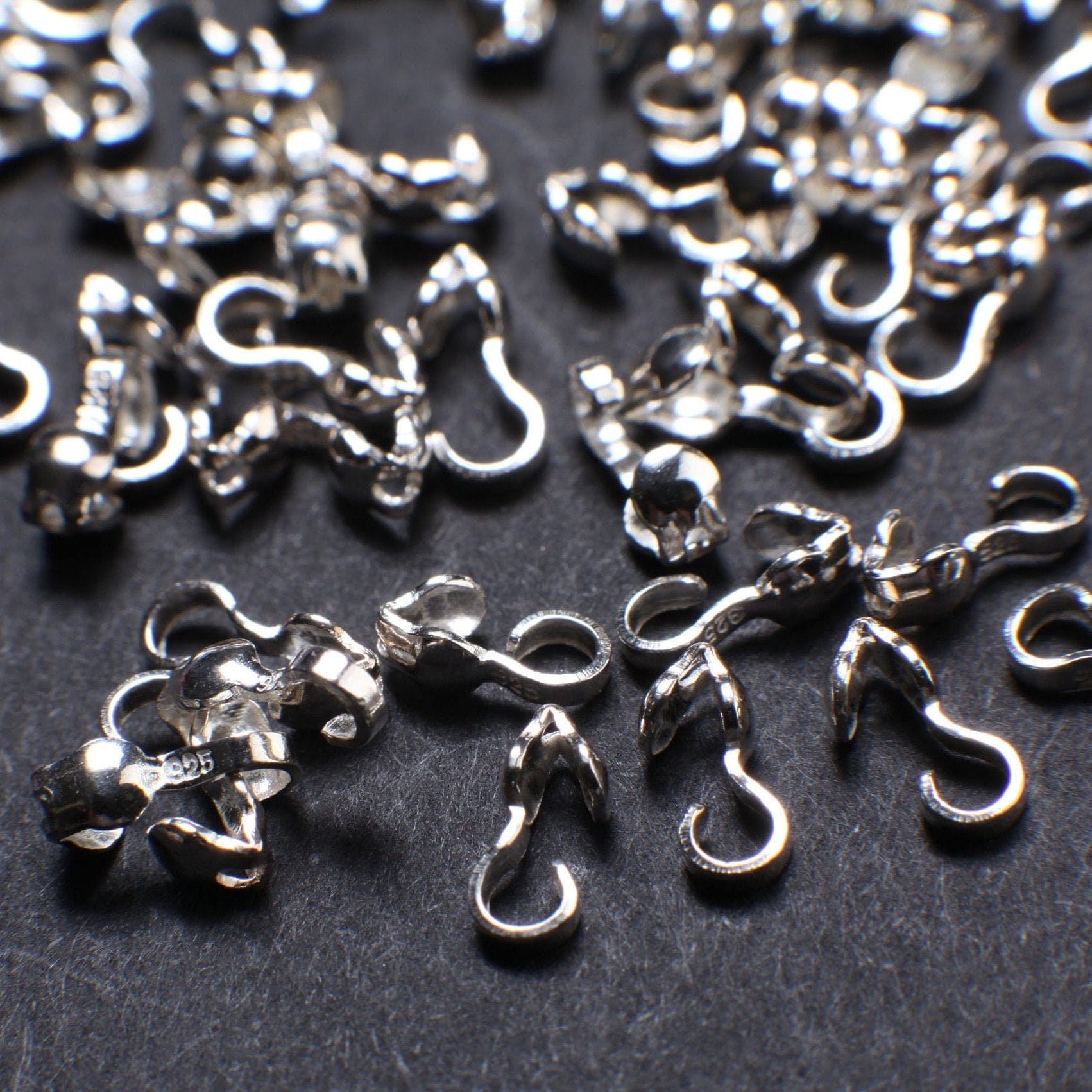 925 Sterling Silver 2.5 mm cup clamshell beadtip, jewelry making tip end to hide the knot. 925 stamped, 10,20,50 pieces