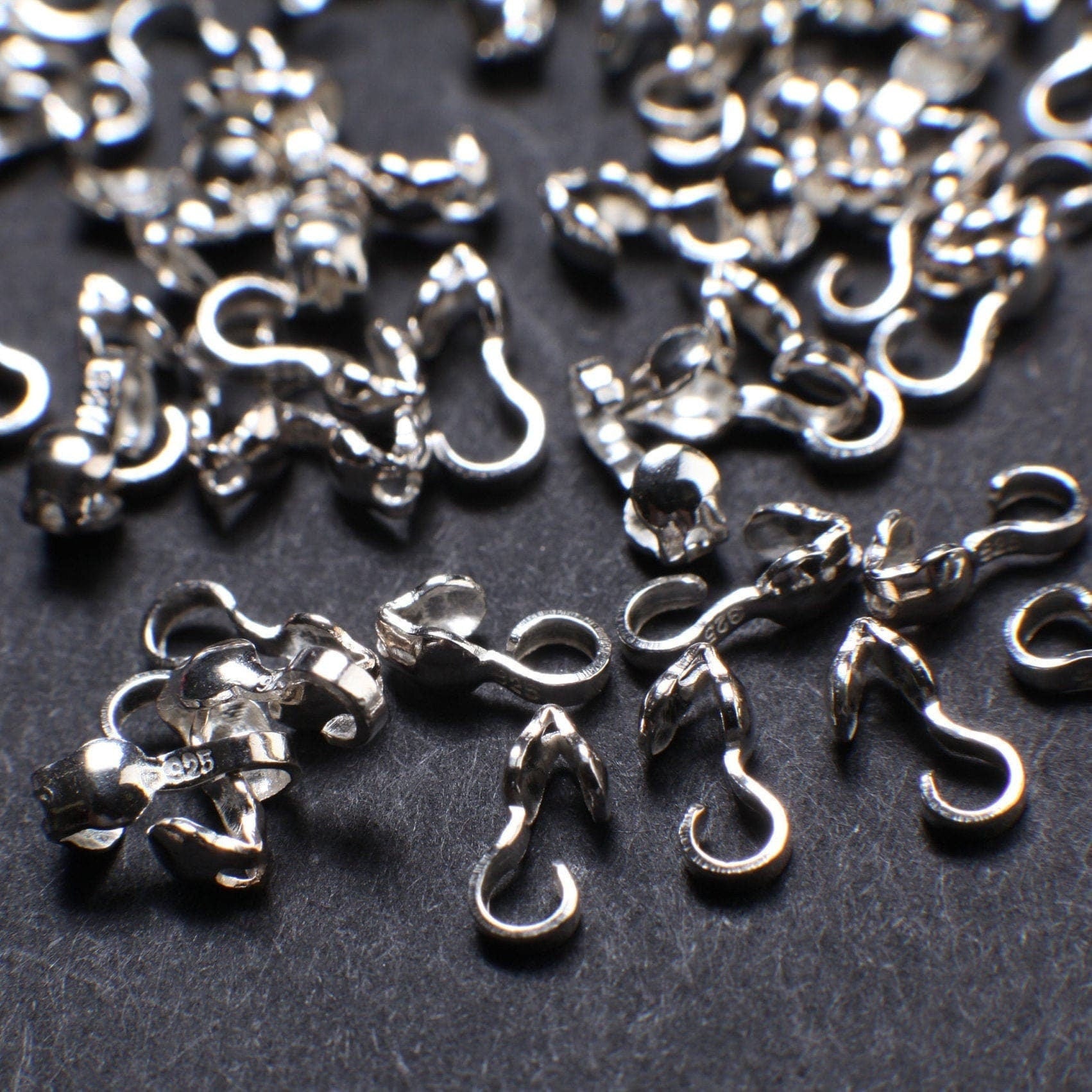 925 Sterling Silver 2.5 mm cup clamshell beadtip, jewelry making tip end to hide the knot. 925 stamped, 10,20,50 pieces