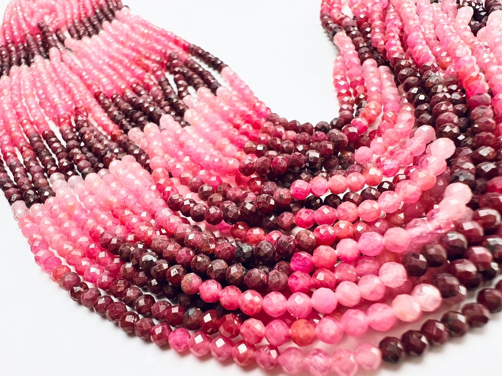 Natural ombre Ruby 2.5mm Faceted round Ombre Shaded ruby Gemstone Beads for jewelry Making 12.5” strand