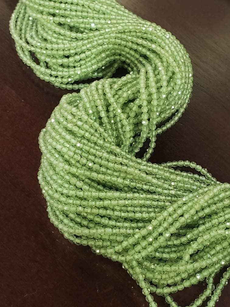 Natural Peridot 2mm Faceted AAA Quality Round Beads for Jewelry Making 13"