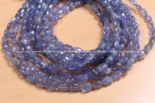 Natural Tanzanite smooth Oval bead, AAA 4x6-5x6.5mm Tanzanite Gemstone Violet Blue Beads DIY Jewelry Making 7" and 14" Strand