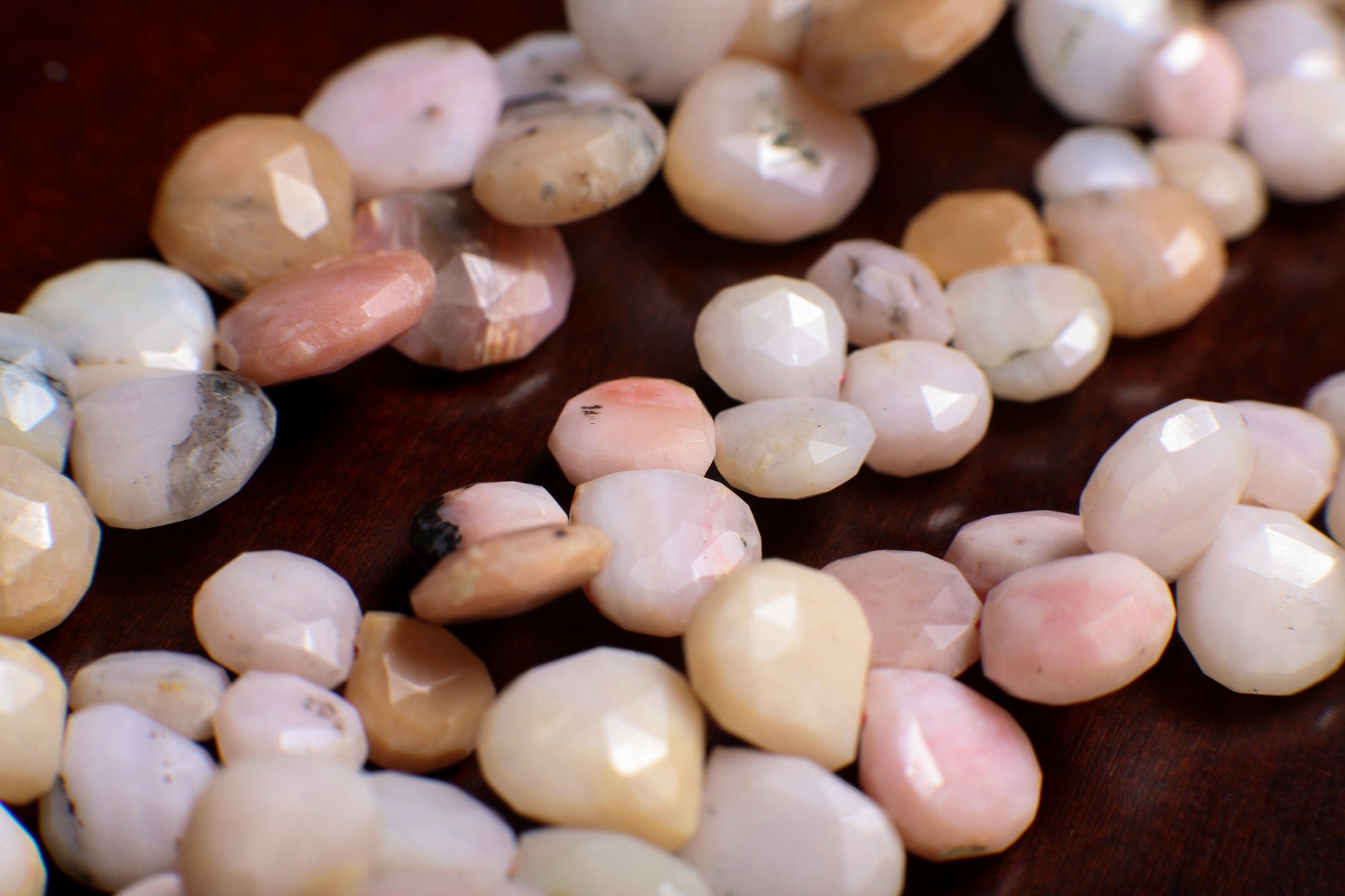 Natural Pink Peruvian Opal Faceted Pear Drop, DIY Jewelry Making Gemstone 11-12mm heart shapeTeardrop Beads,
