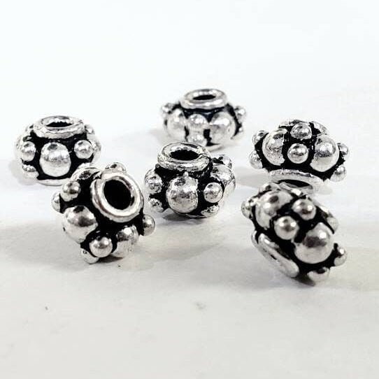 925 Sterling Silver Bali bead 5x7mm roundel, vintage handmade spacer, heavy weight, sell by 6 pieces.