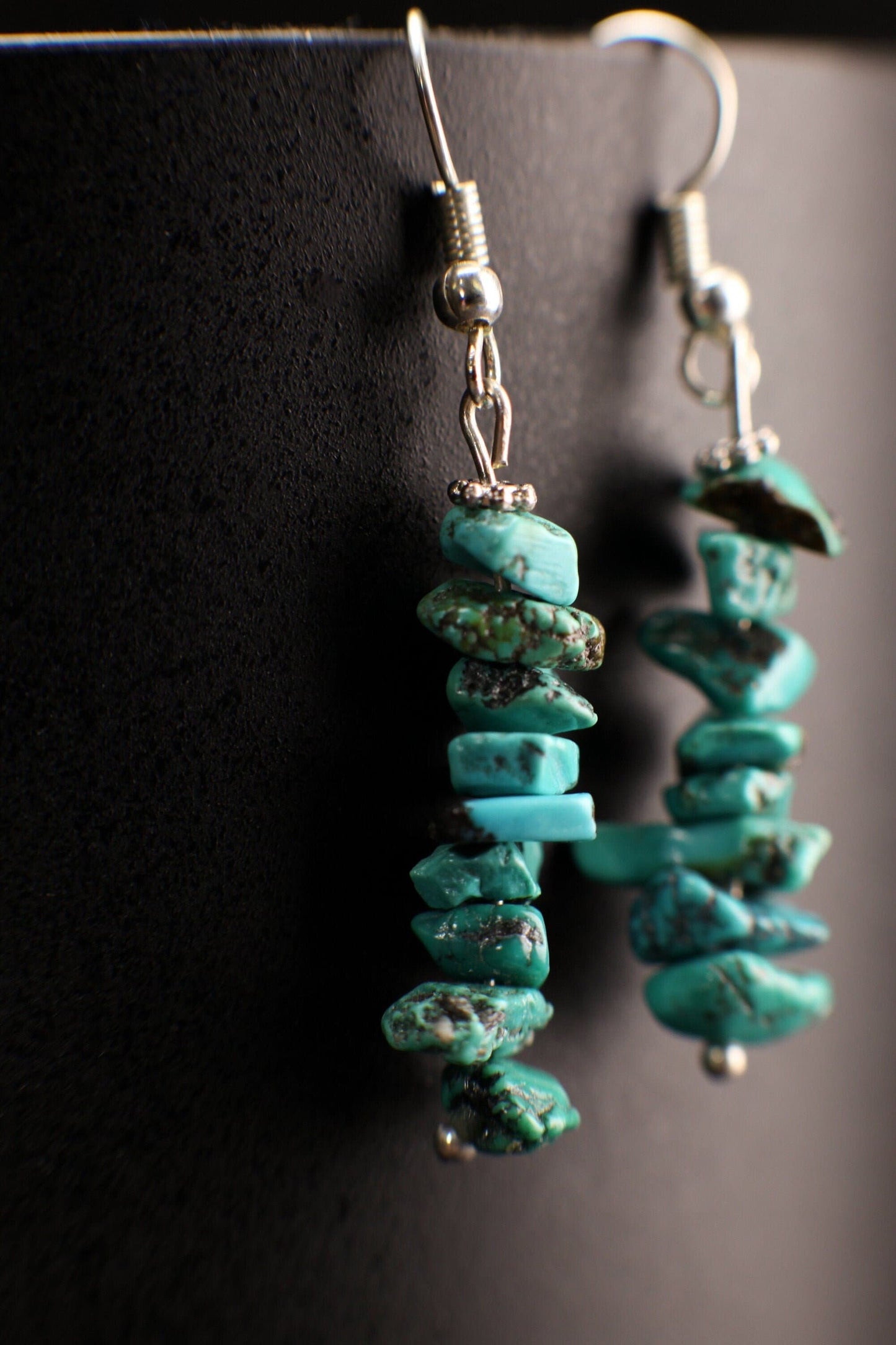 Natural Gemstones Healing Spiritual Earrings, Turquoise Dangling Bar Earrings