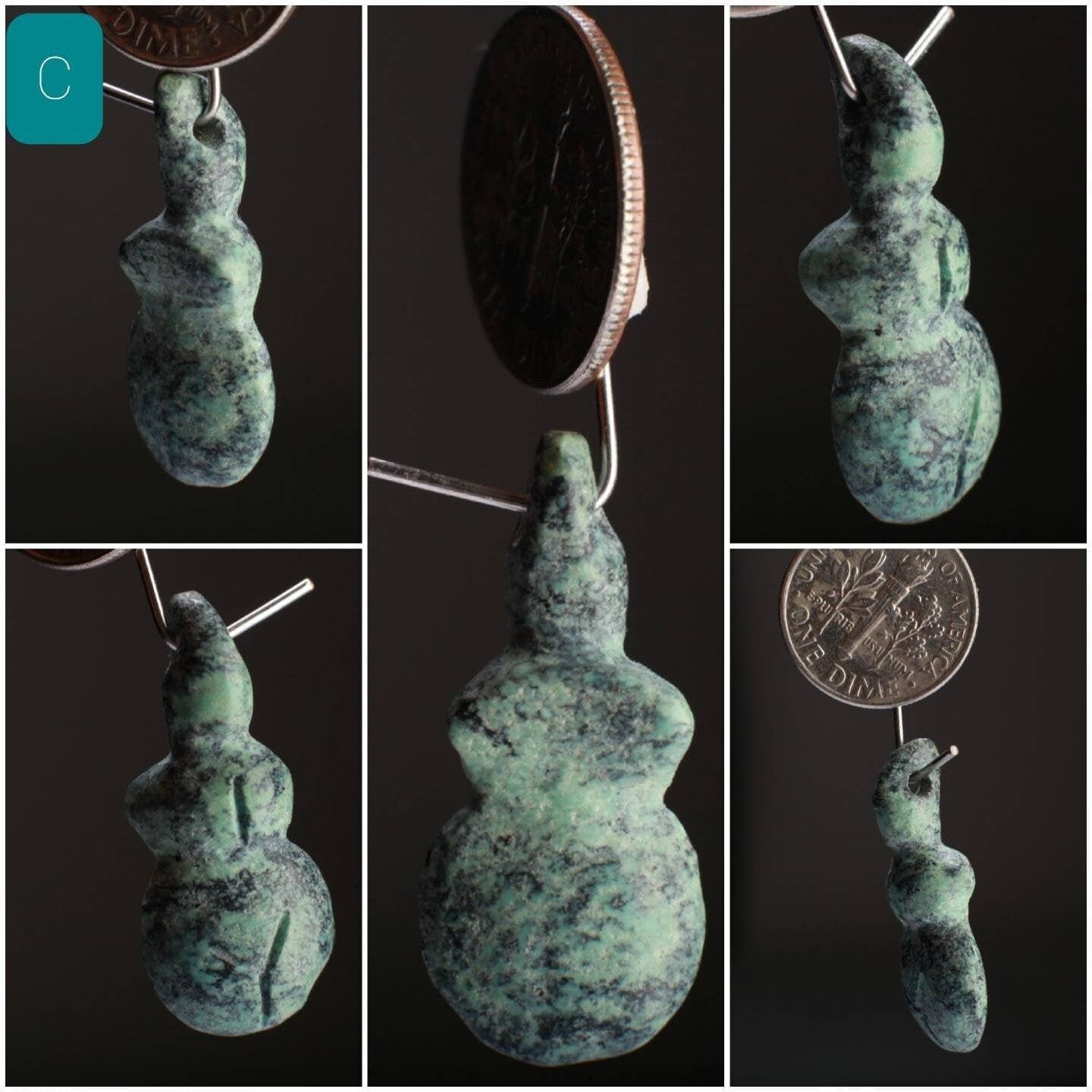 Natural Hand Crafted Tibetan Turquoise Japanese Antique Portable Samurai Water Sake Bottle Charm