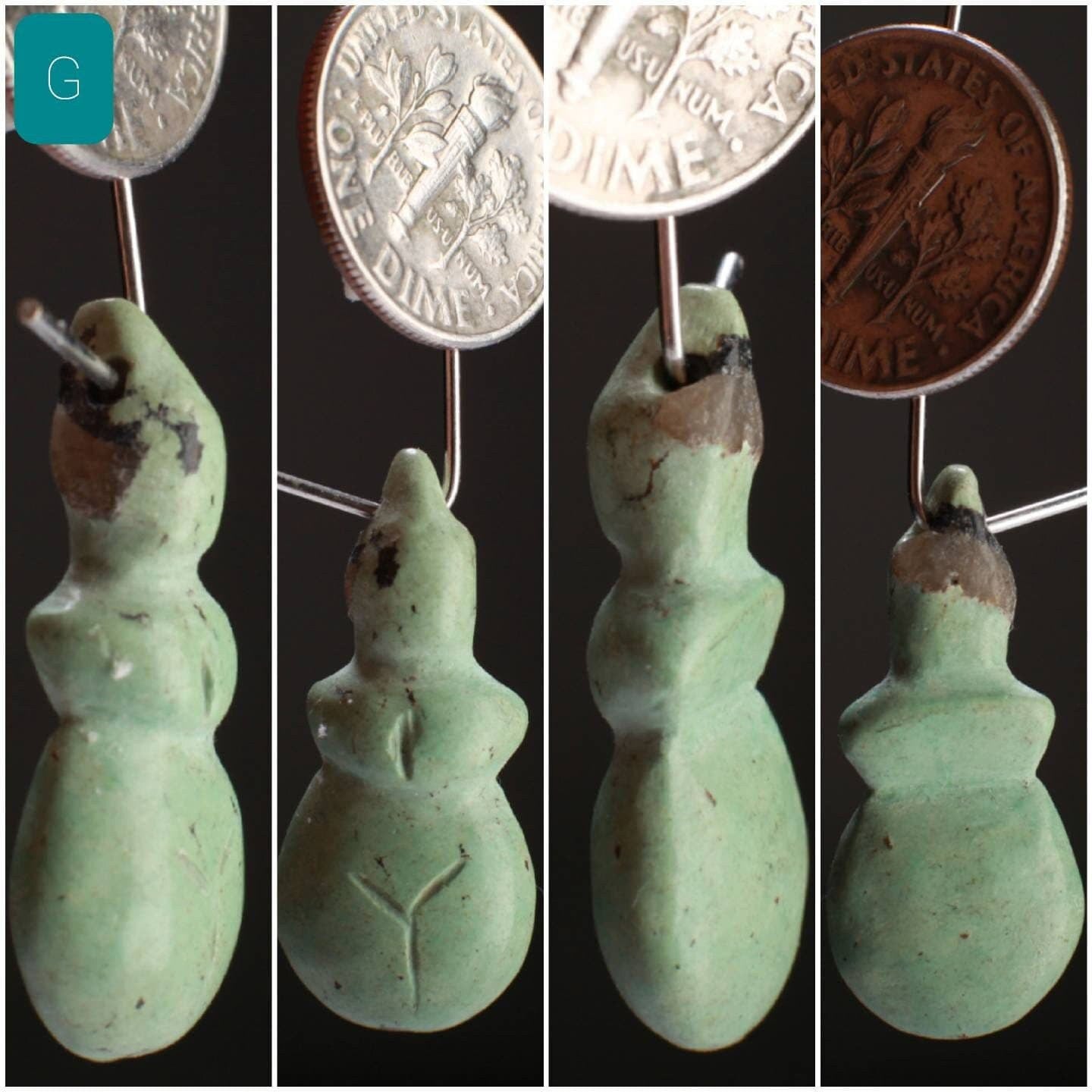 Natural Hand Crafted Tibetan Turquoise Japanese Antique Portable Samurai Water Sake Bottle Charm