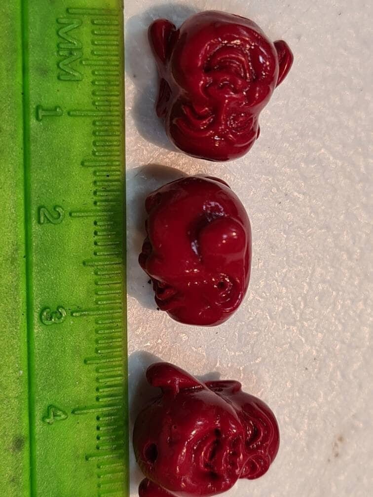 2 pcs Laughing Buddha Bead, 15mm Red Buddha Beads, Jewelry Making Beads, DIY Necklace Bracelet Focal Beads.