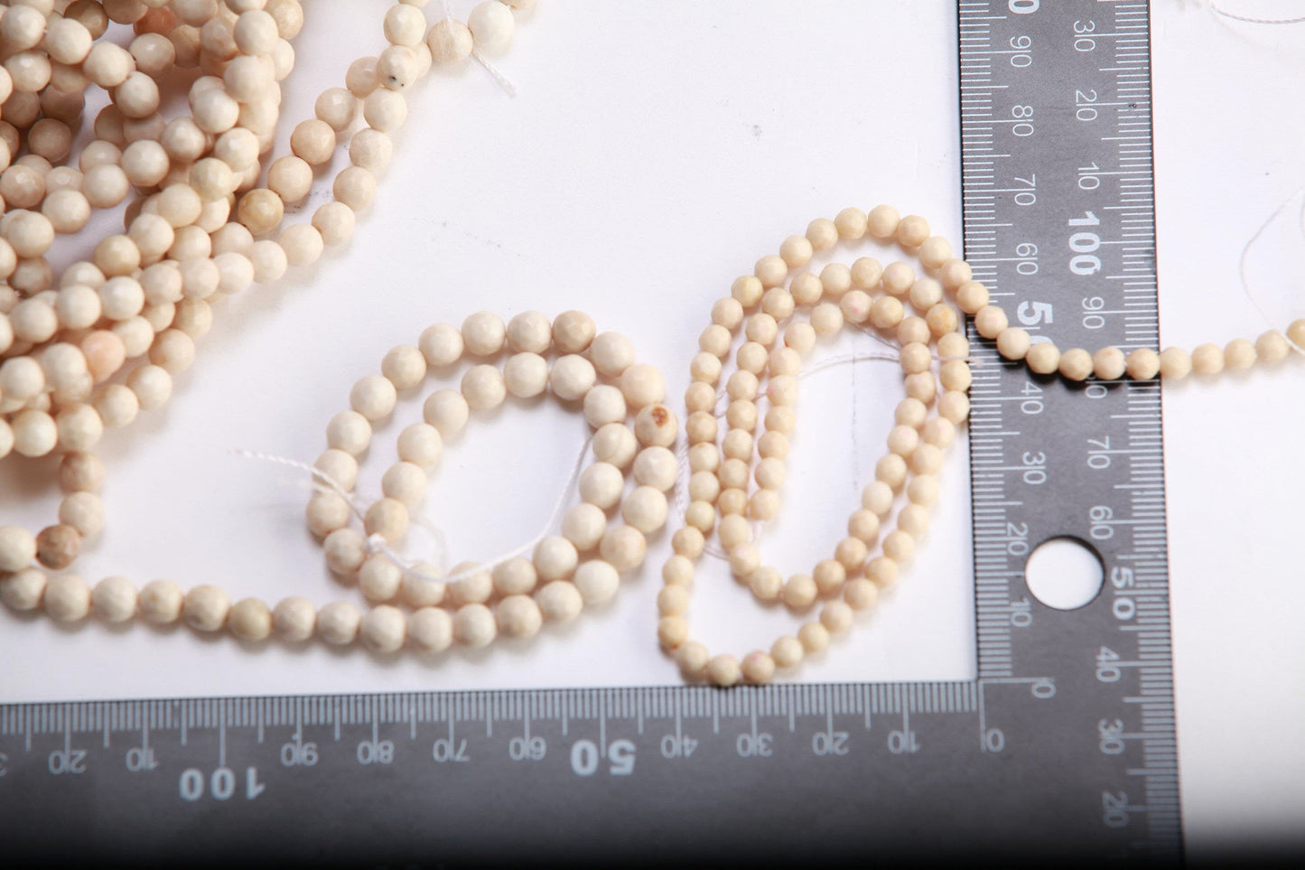 4/6mm Faceted Naturral fossil Coral Riverstone, Bamboo Coral Round Bead -Single/Bulk