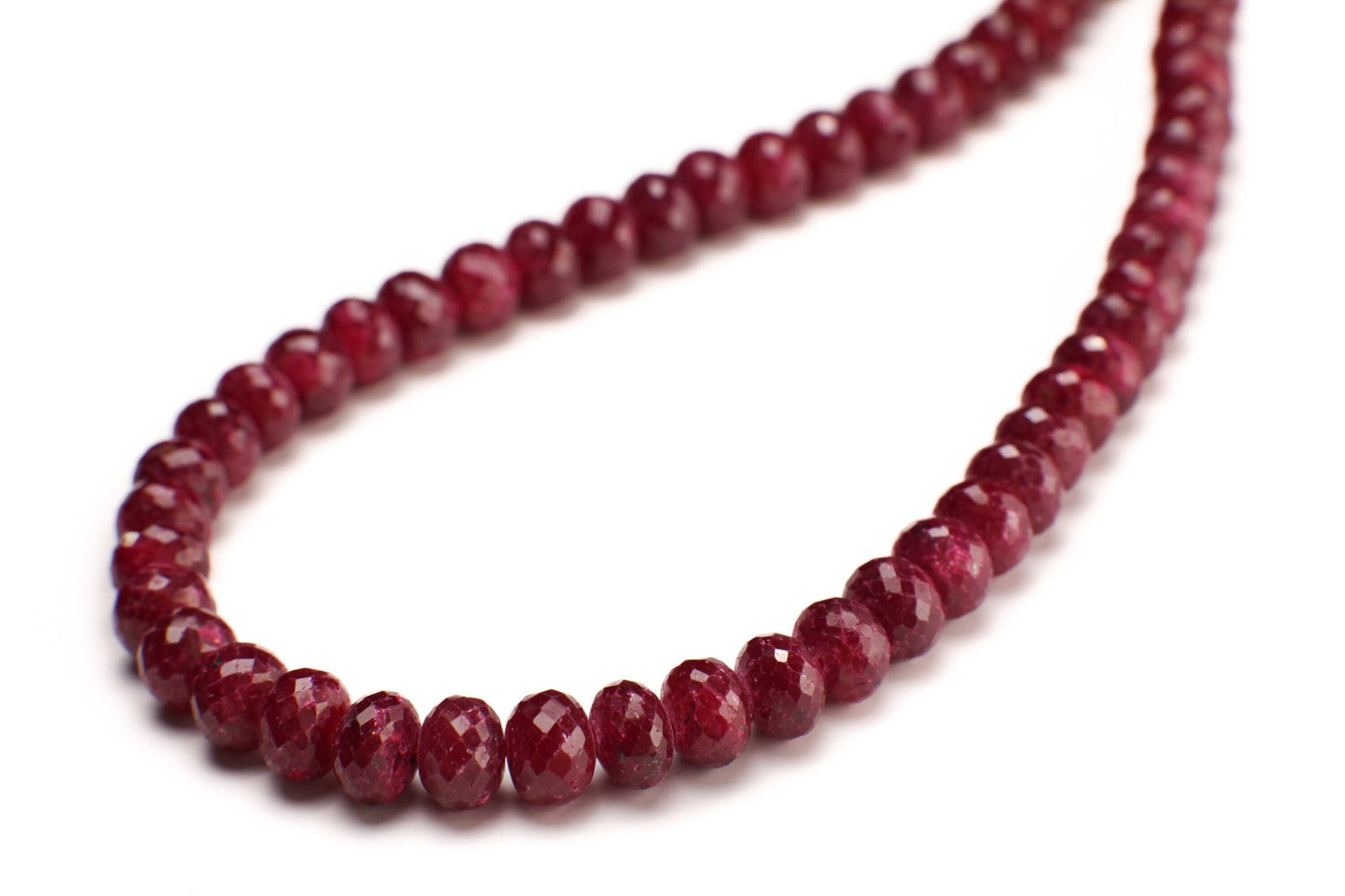 Genuine Faceted Ruby large Roundel rare Adjustable thread Necklace, Gift for her, 389 ct