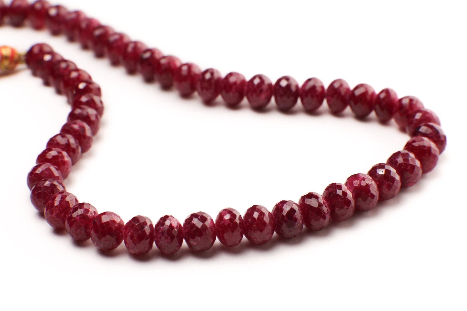 Genuine Faceted Ruby large Roundel rare Adjustable thread Necklace, Gift for her, 389 ct