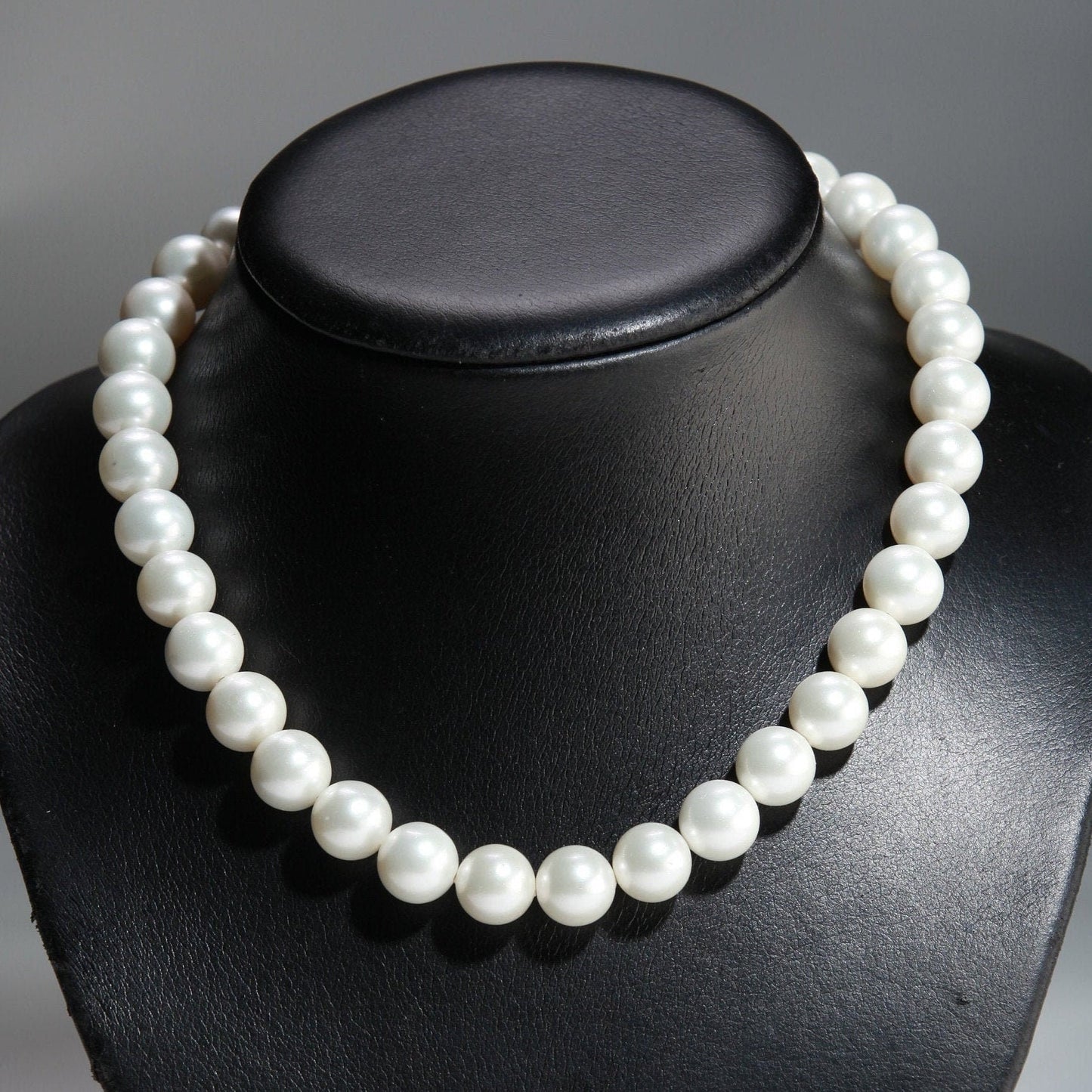 12mm White South Seashell Pearl Necklace with fancy Lobster Clasp Bridal ,Evening wear , party , Elegant gift