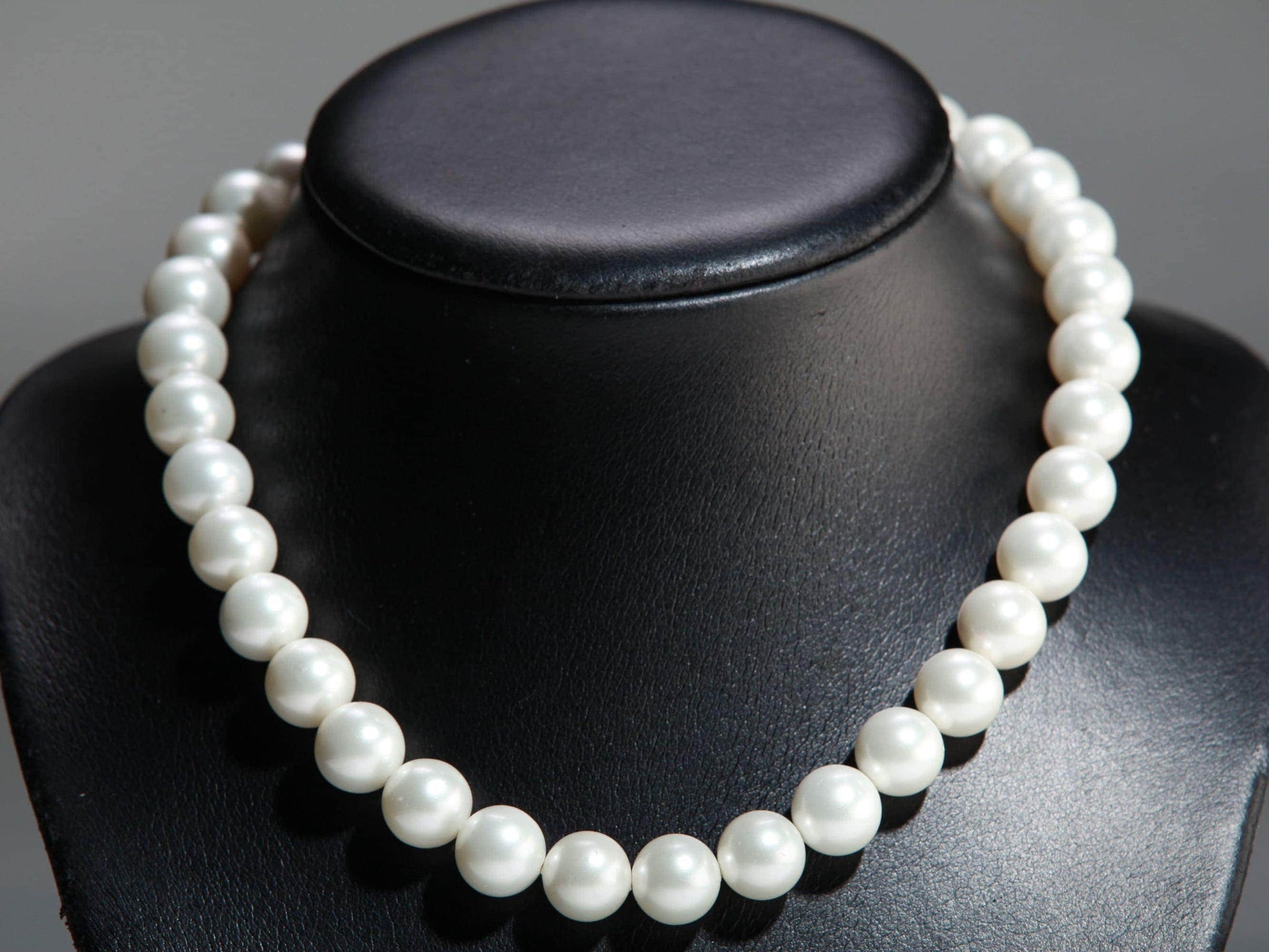 12mm White South Seashell Pearl Necklace with fancy Lobster Clasp Bridal ,Evening wear , party , Elegant gift
