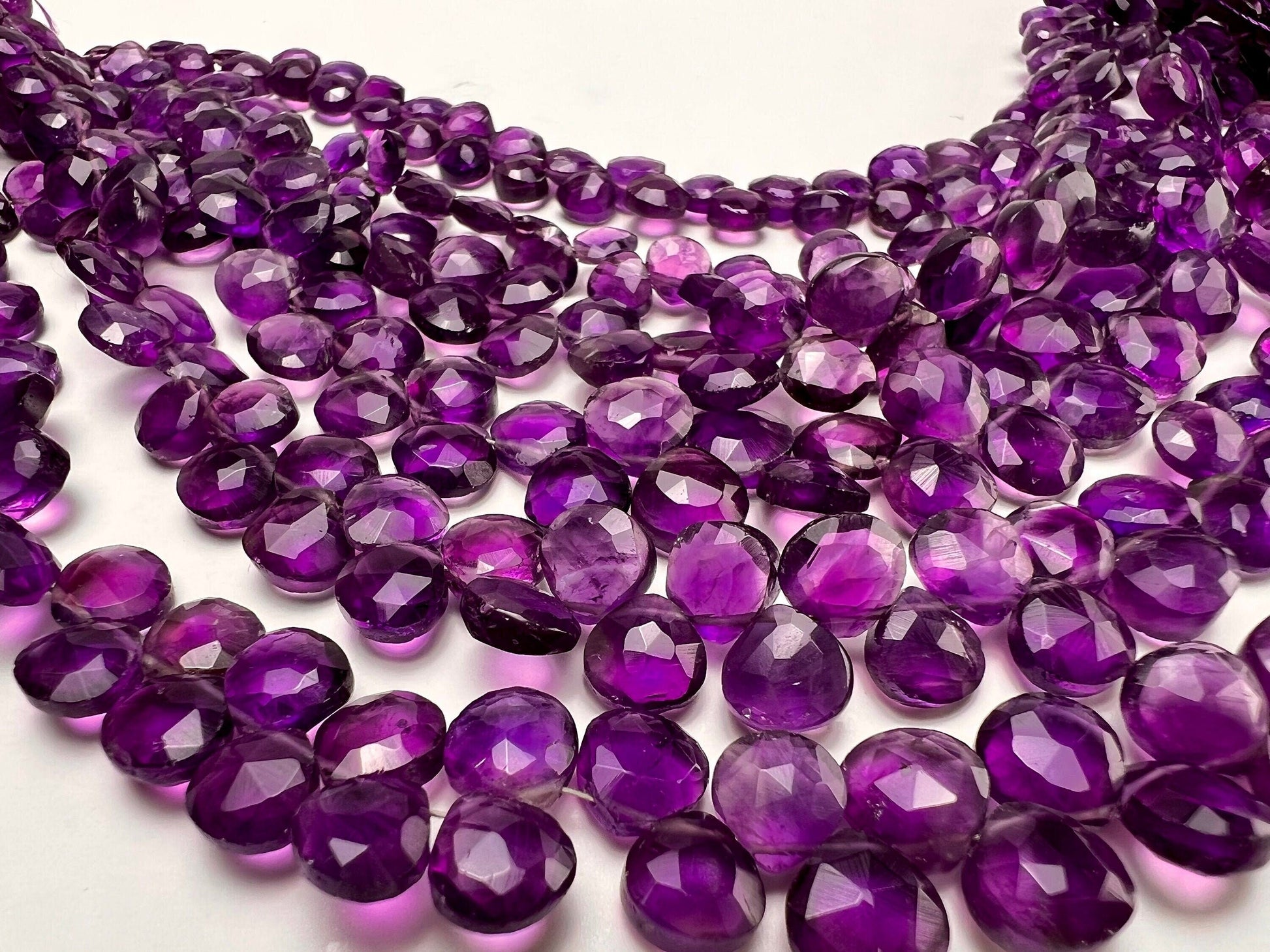 Natural Amethyst Faceted heart 5-7mm drop for Jewelry Making DIY Gemstone Beads . 10, 20, 30 pcs