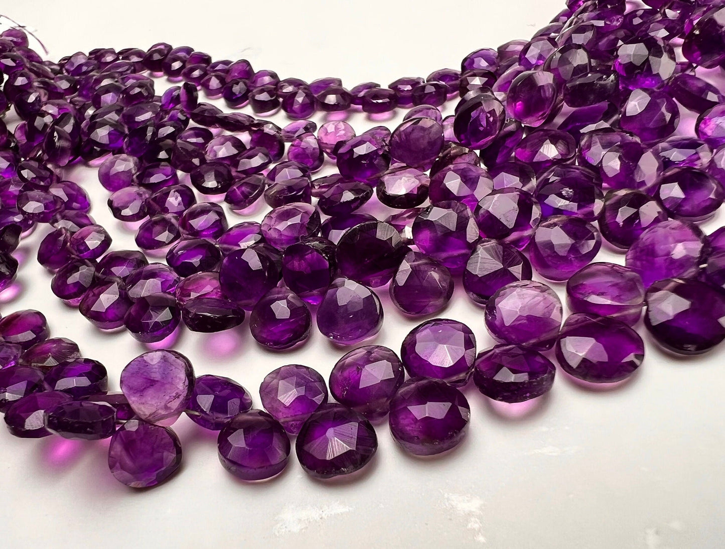 Natural Amethyst Faceted heart 5-7mm drop for Jewelry Making DIY Gemstone Beads . 10, 20, 30 pcs