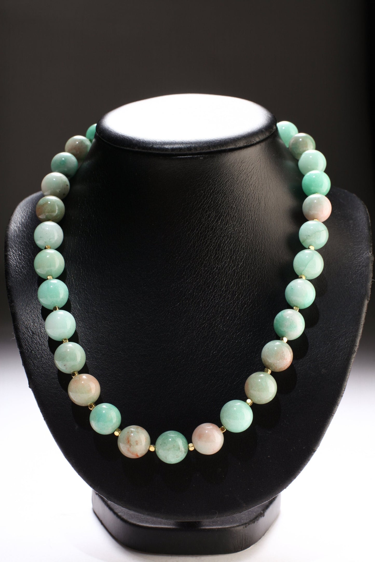 Natural Multi Amazonite AAA quality large smooth Round 14mm Gemstone bead 20&quot; Necklace with 2&quot; Extension, Beautiful Gift For Her.