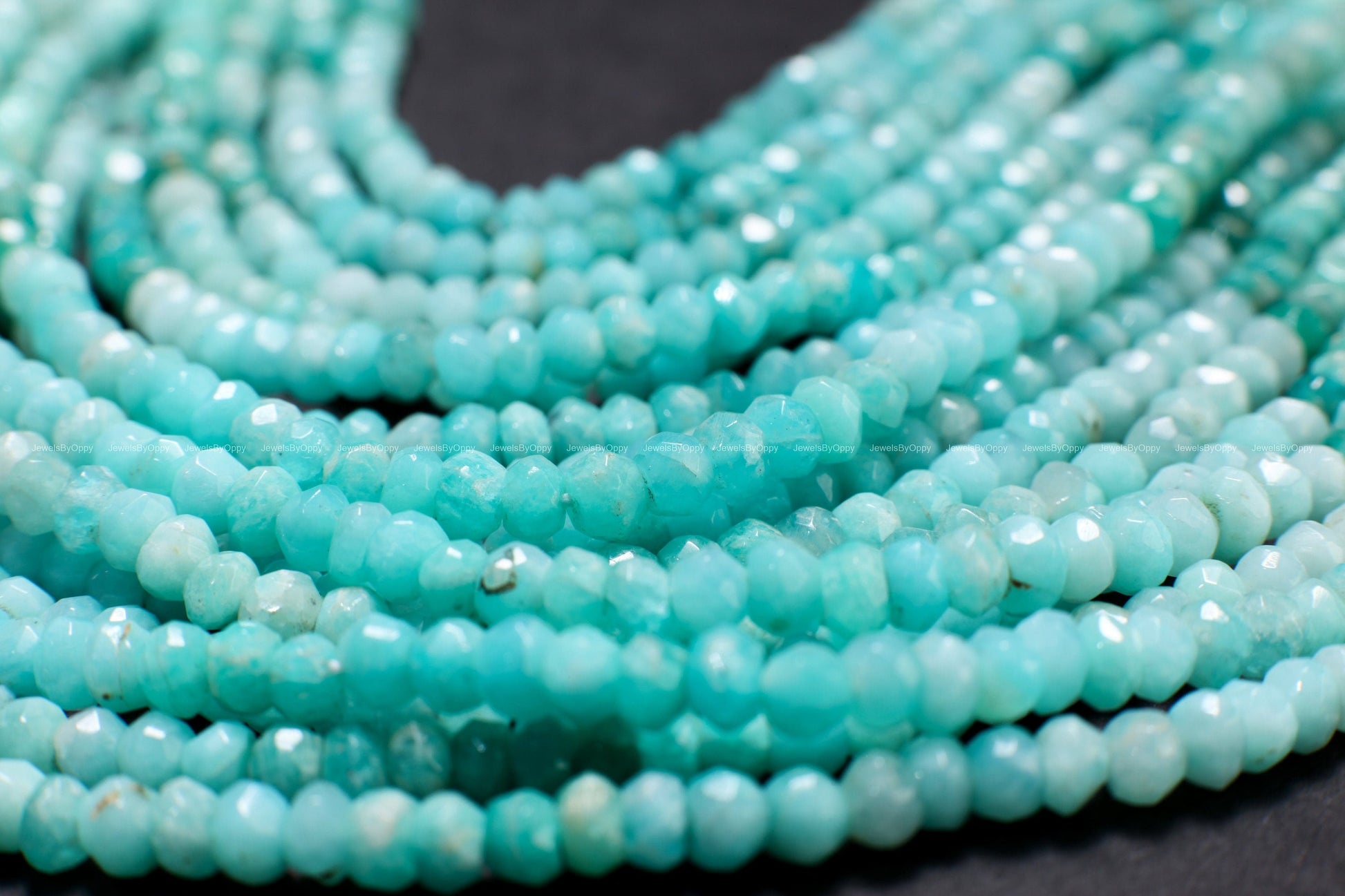 Natural Shaded Peruvian blue Opal Faceted Roundel 4mm Jewelry Making Gemstone Beads 13" Strand blue Opal