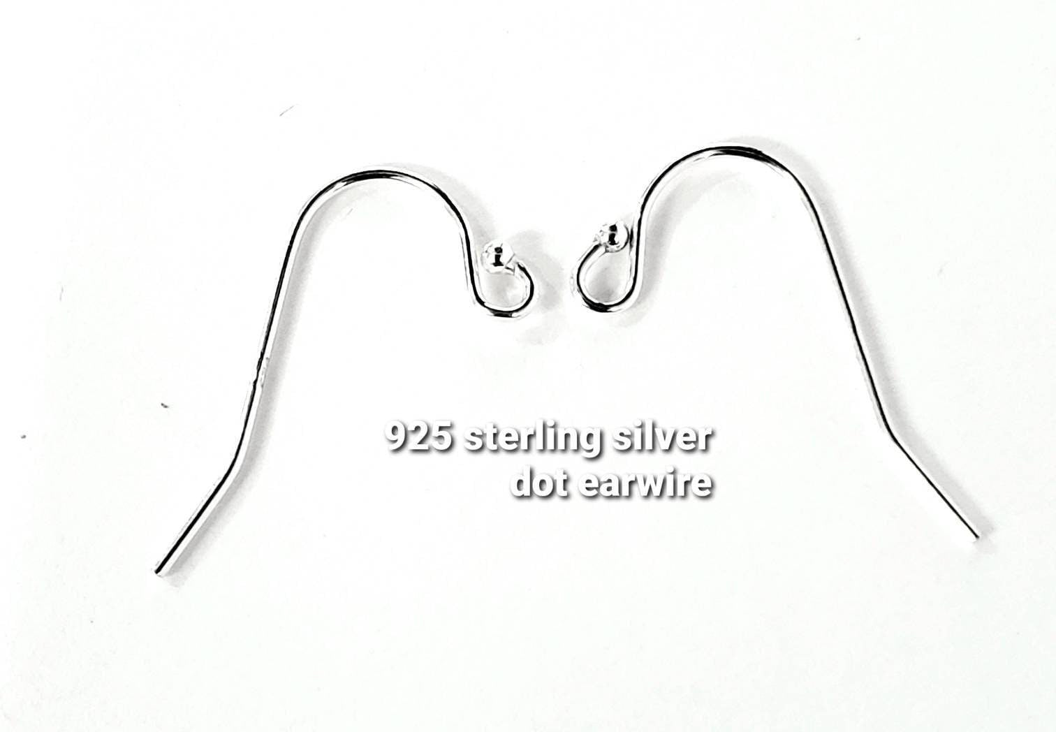 10pcs 925 sterling silver 2mm ball dot French hook earwire ,made in Italy, 925 stamped, earring making hook.