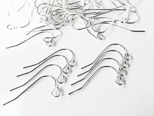 10pcs 925 sterling silver 2mm ball dot French hook earwire ,made in Italy, 925 stamped, earring making hook.