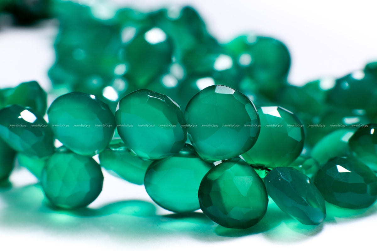 Green Onyx Faceted Teardrop 8-9, 9-10, 10-11mm Heart Shape Pear Drop, Jewelry Making Gemstone, dark green onyx natural Gemstone drop.