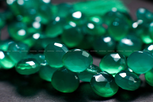 Green Onyx Faceted Teardrop 8-9, 9-10, 10-11mm Heart Shape Pear Drop, Jewelry Making Gemstone, dark green onyx natural Gemstone drop.