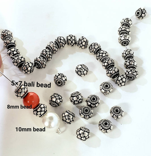 6 pcs 925 sterling silver bali spacer bead 7mm heavy weight handmade design spacer bead, vintage jewelry making necklace bracelet spacer.