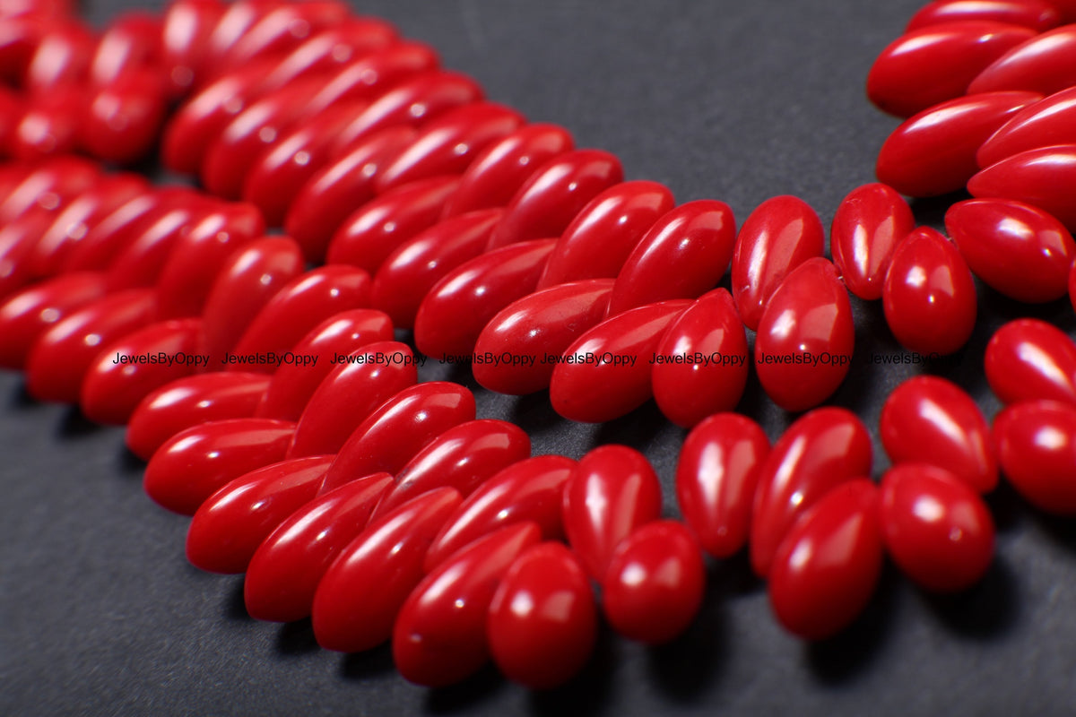 Genuine Bamboo Coral 3.5-4x7, 5x11mm Briolette AAA Gemstone Teardrop Beads, Sold by piece