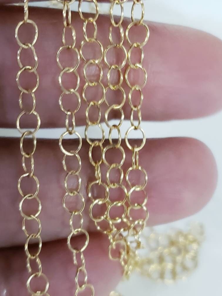 14K Gold Filled 3.5mm round cable chain, Made in Italy, high Quality, jewelry making Chain by the foot .