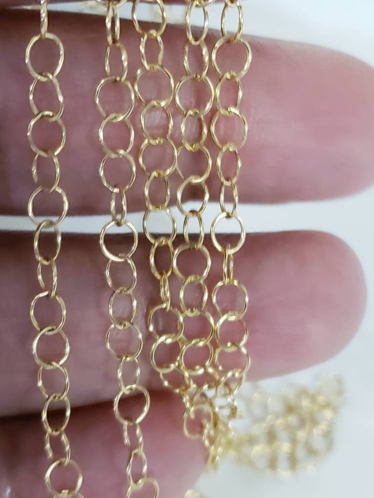 14K Gold Filled 3.5mm round cable chain, Made in Italy, high Quality, jewelry making Chain by the foot .