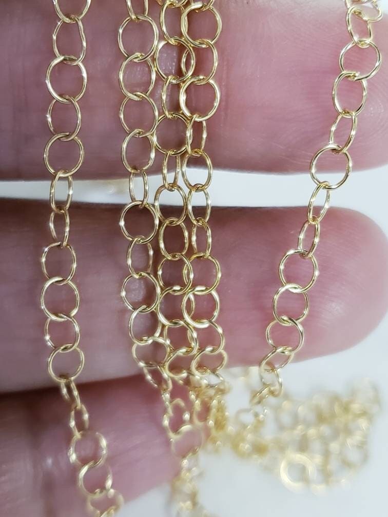 14K Gold Filled 3.5mm round cable chain, Made in Italy, high Quality, jewelry making Chain by the foot .