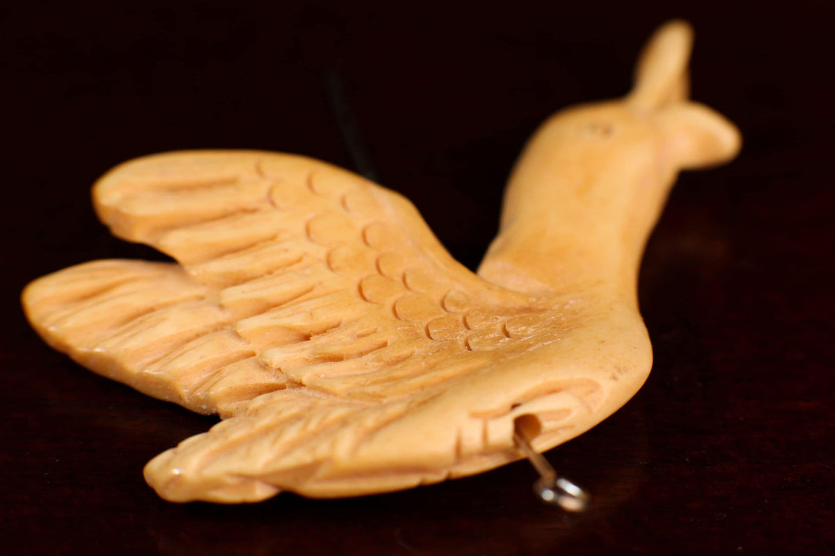Carved Buffalo Bone Swan, 35x53mm Hand Crafted Double Sided Animal Figurine Drilled Bead, Art Deco, jewelry making, display piece. 1 pc