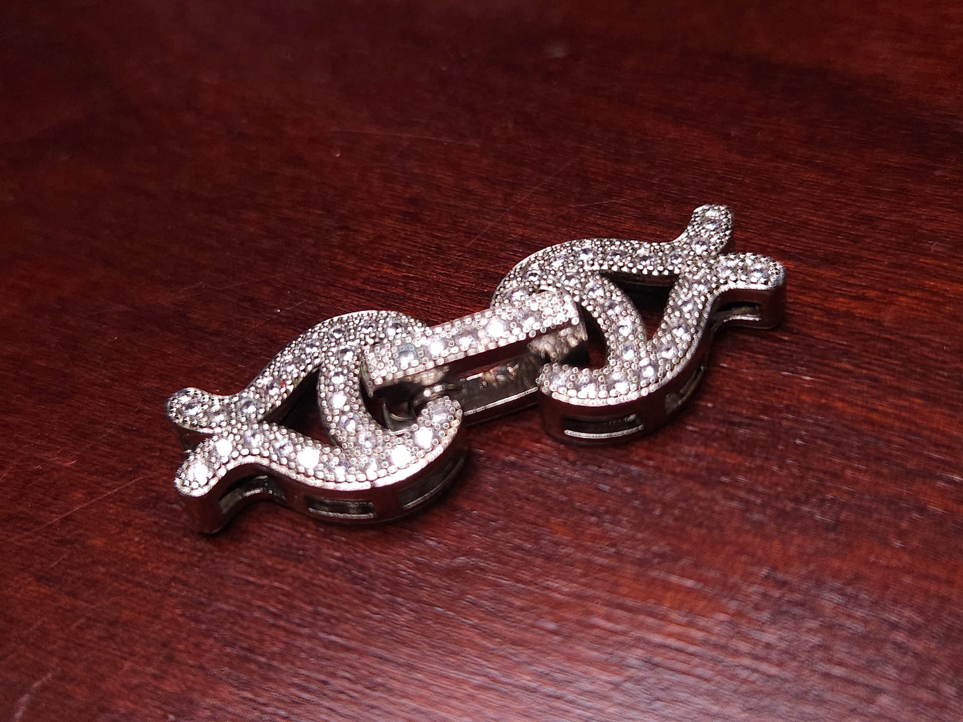 Cubic Zirconia CZ Micro Pave Diamond Style Sterling Silver Rhodium Fish Shape Fancy Clasp 10x30mm, High End Jewelry Making Folding Clasp