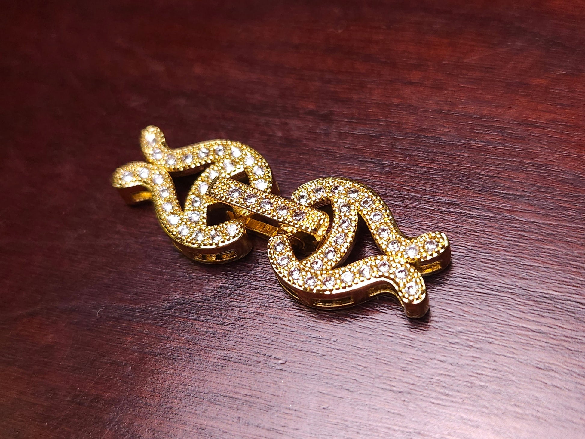 Cubic Zirconia CZ Micro Pave Diamond Style Sterling Silver Rhodium Fish Shape Fancy Clasp 10x30mm, High End Jewelry Making Folding Clasp